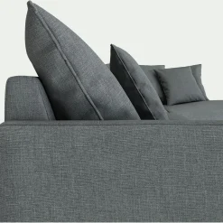 Canapé d'angle fixe droit en tissu - gris ardoise