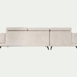Canapé d'angle gauche avance recule en tissu doux - beige