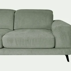 Canapé d'angle gauche avance recule en tissu doux - vert