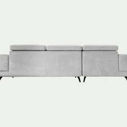 Canapé d'angle gauche avance recule en tissu doux - gris