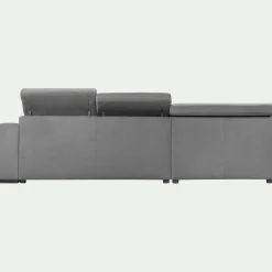 Canapé d'angle gauche convertible avec coffre en tissu doux - gris