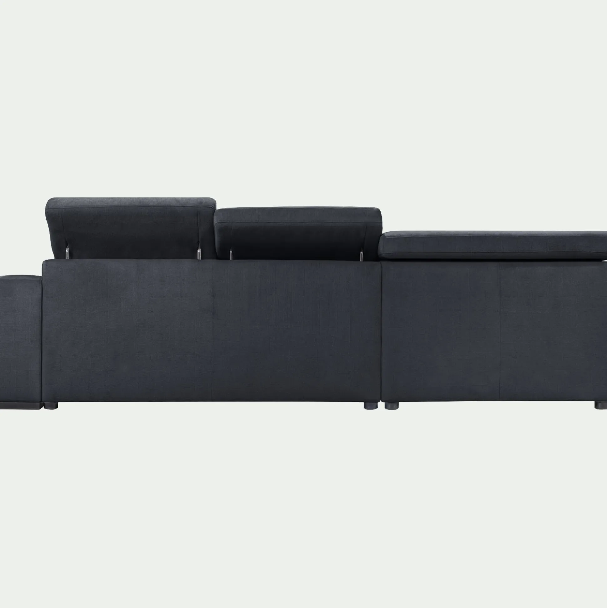 Canapé d'angle gauche convertible avec coffre en tissu doux - bleu calabrun