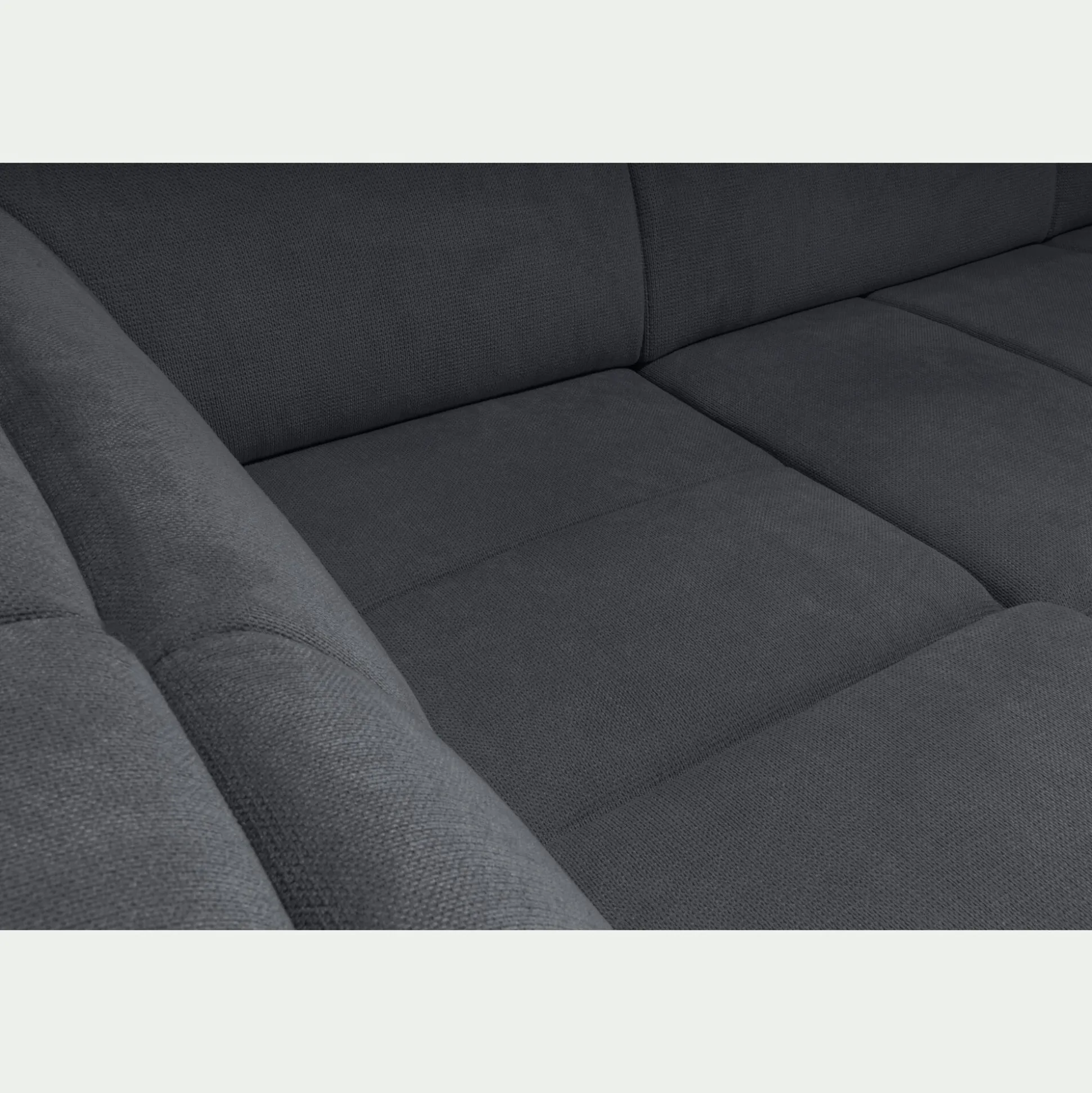Canapé d'angle gauche convertible avec coffre en tissu doux - bleu calabrun