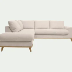 Canapé d'angle gauche convertible en tissu Storm - beige roucas