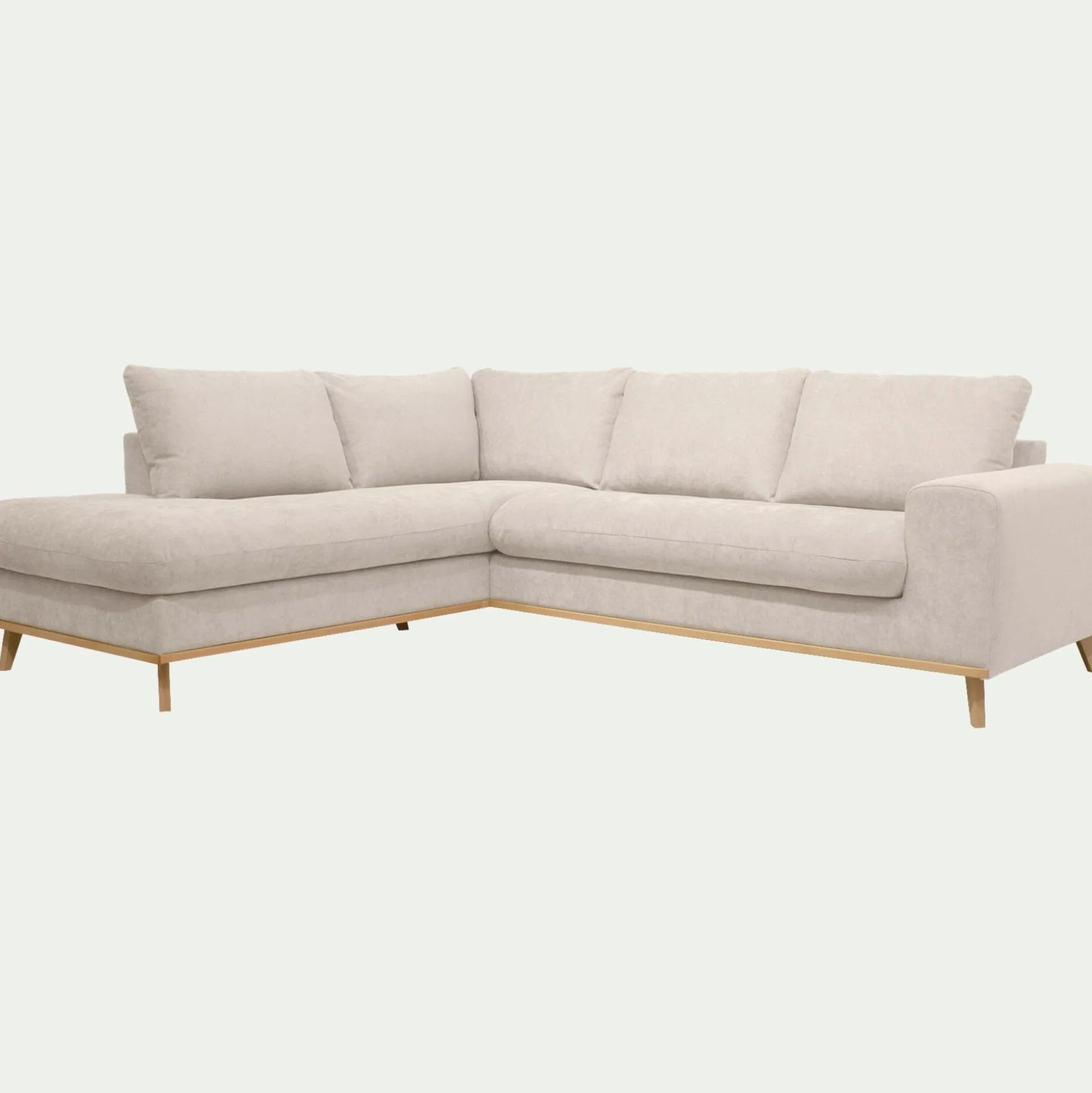 Canapé d'angle gauche convertible en tissu Storm - beige roucas