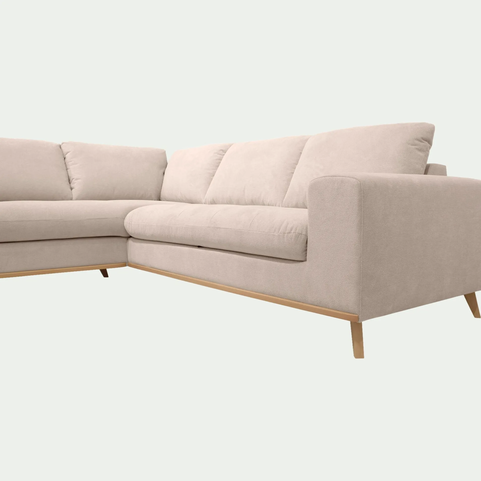 Canapé d'angle gauche convertible en tissu Crown - beige roucas