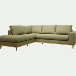 Canapé d'angle gauche convertible en tissu Cosmo - vert kaki