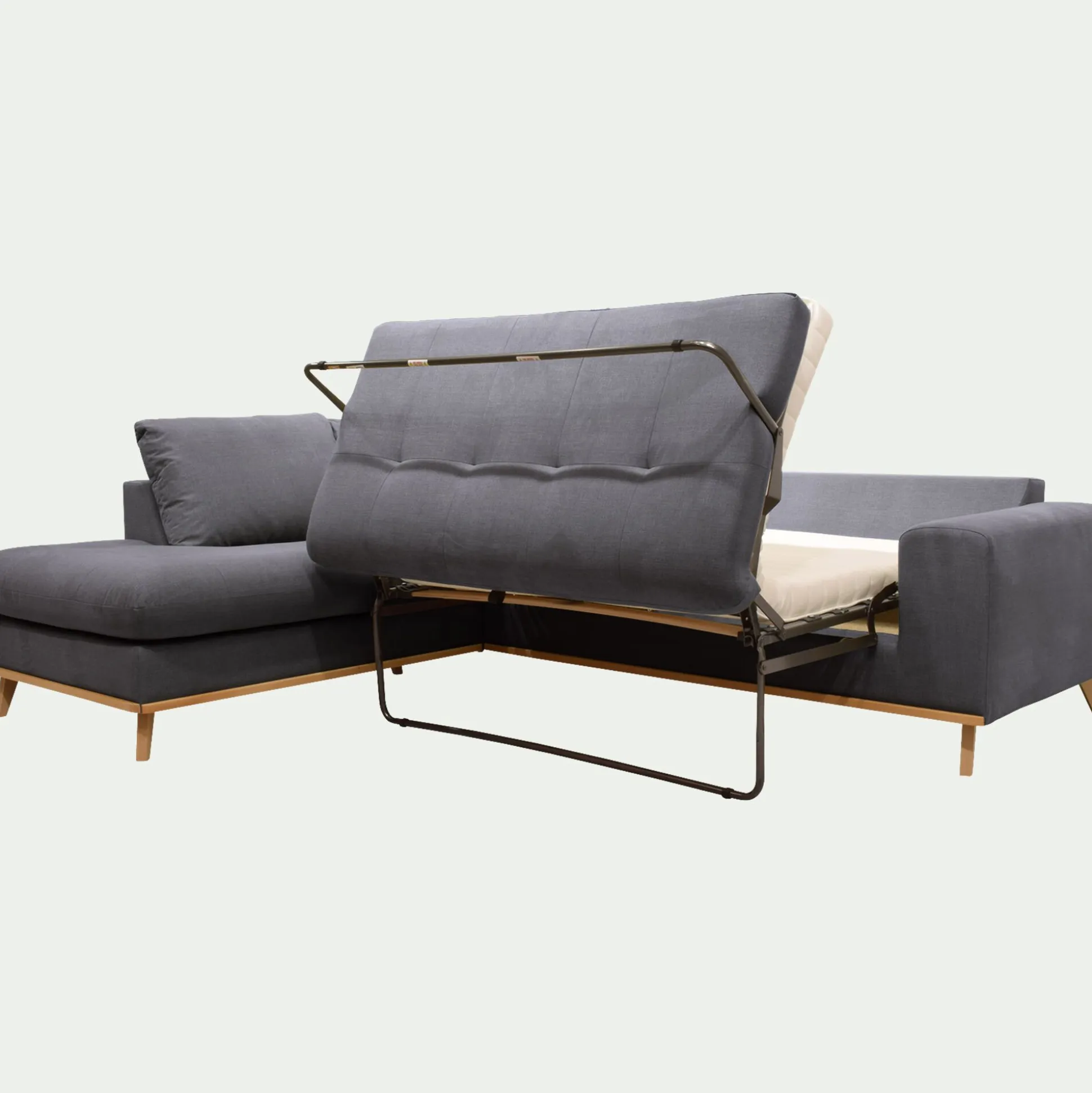 Canapé d'angle gauche convertible en tissu Cosmo - gris anthracite