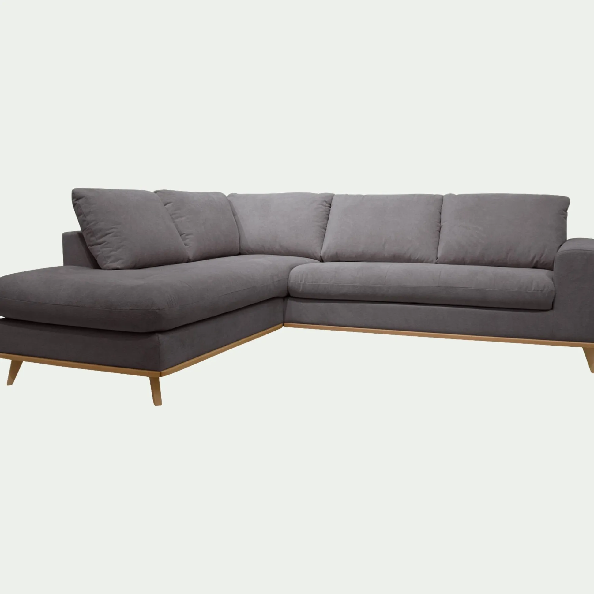 Canapé d'angle gauche convertible en tissu Crown - gris restanque