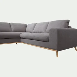 Canapé d'angle gauche convertible en tissu Crown - gris restanque