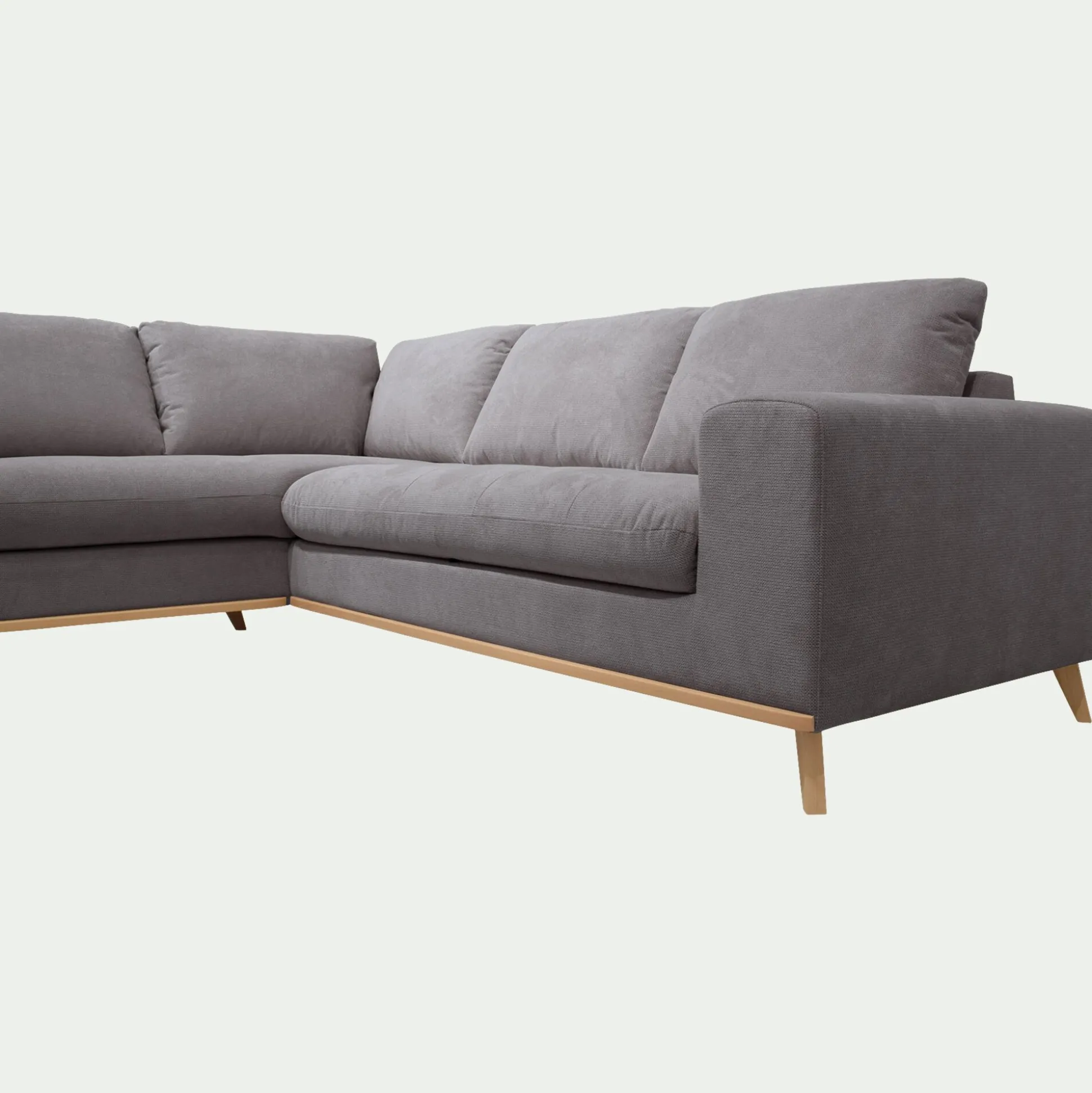 Canapé d'angle gauche convertible en tissu Crown - gris restanque