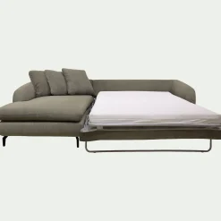 Canapé d'angle gauche convertible en tissu silent - vert garrigue