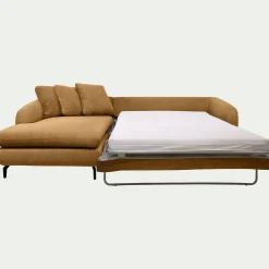 Canapé d'angle gauche convertible en tissu silent - bronze