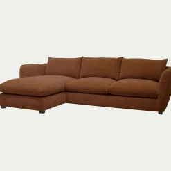 Canapé d'angle gauche convertible en tissu Nature - brun rustrel