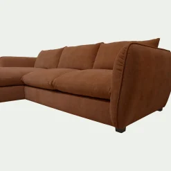 Canapé d'angle gauche convertible en tissu Nature - brun rustrel