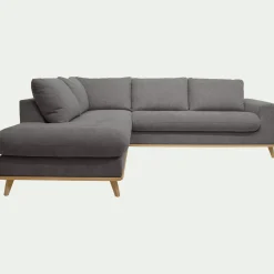 Canapé d'angle gauche convertible en tissu Storm - gris moyen