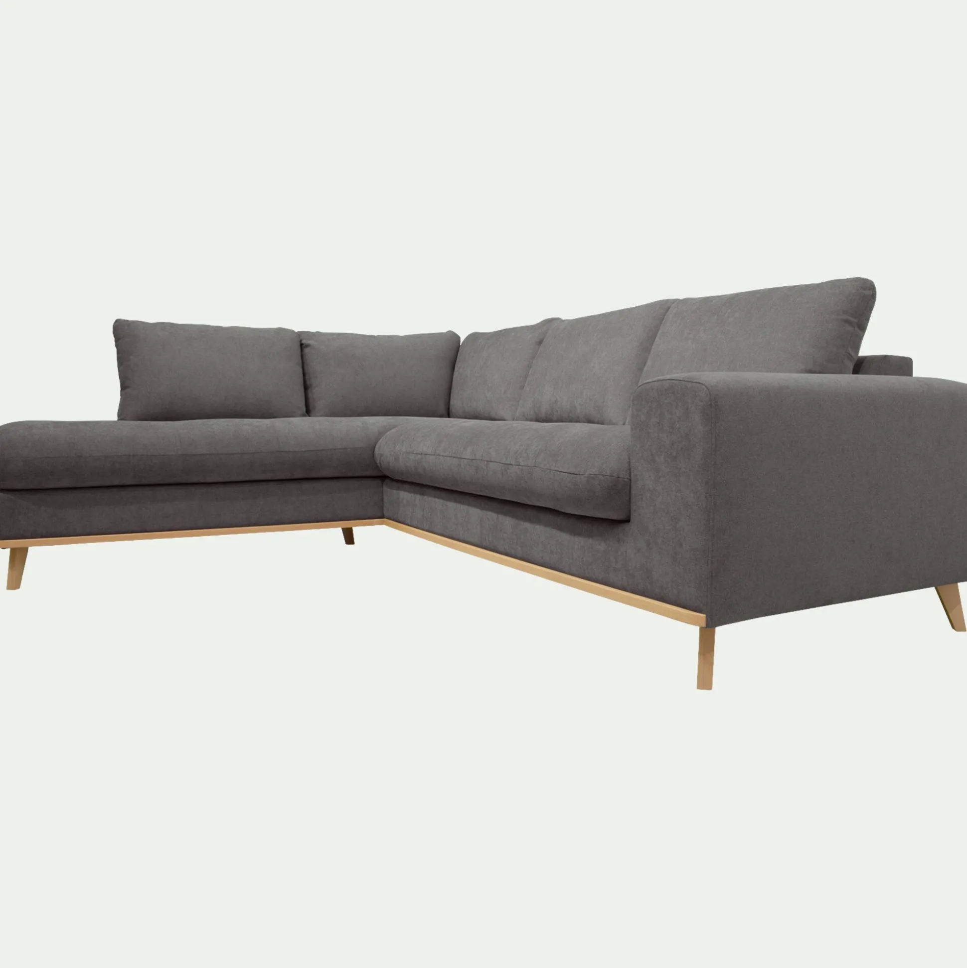 Canapé d'angle gauche convertible en tissu Storm - gris moyen