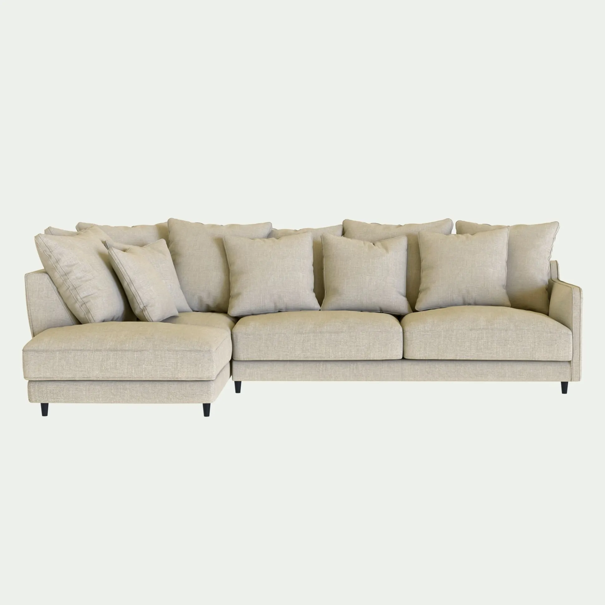Canapé d'angle gauche convertible en tissu mixte - beige alpilles