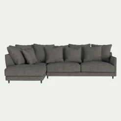Canapé d'angle gauche convertible en tissu joint - gris restanque