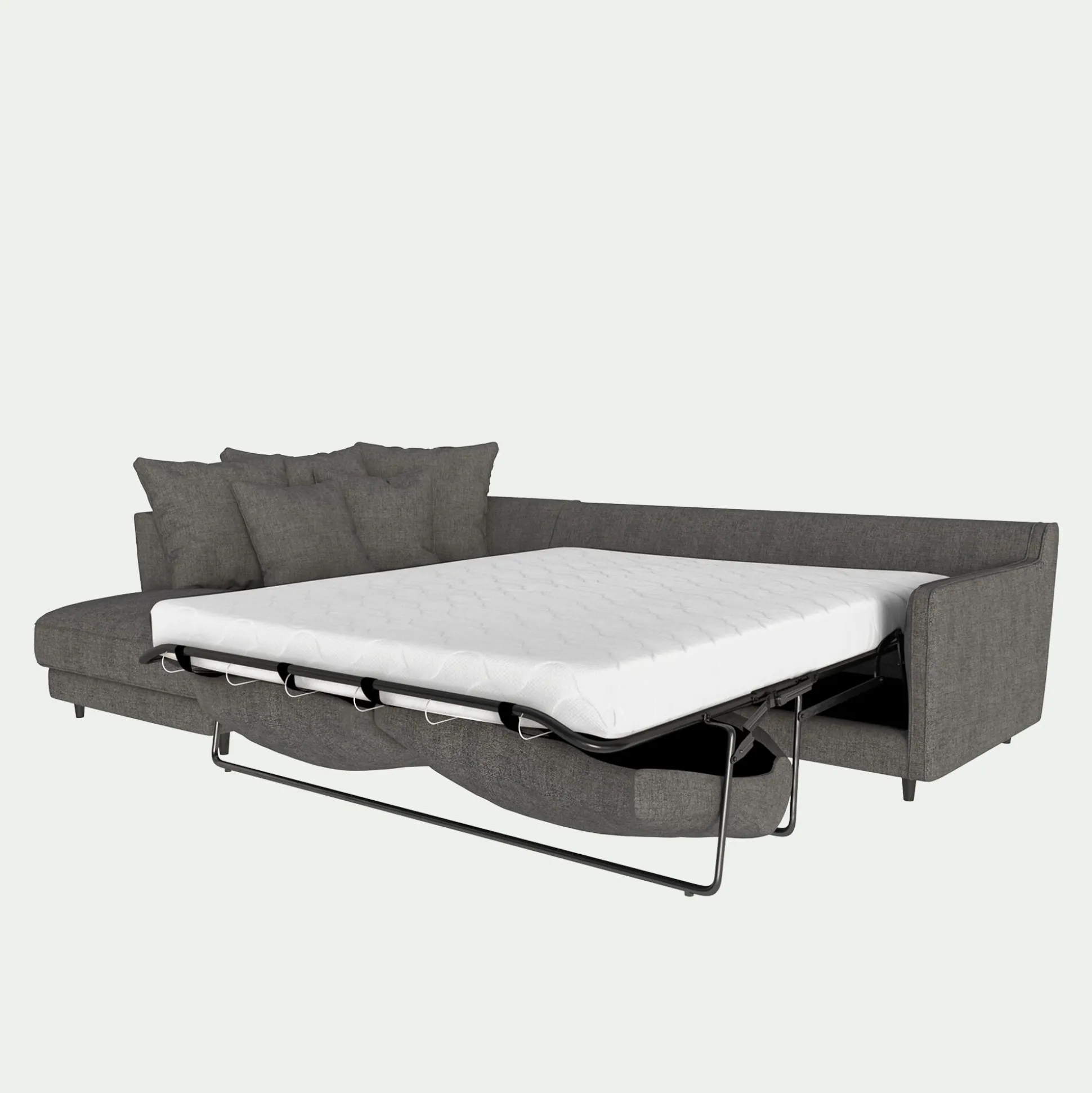 Canapé d'angle gauche convertible en tissu joint - gris restanque