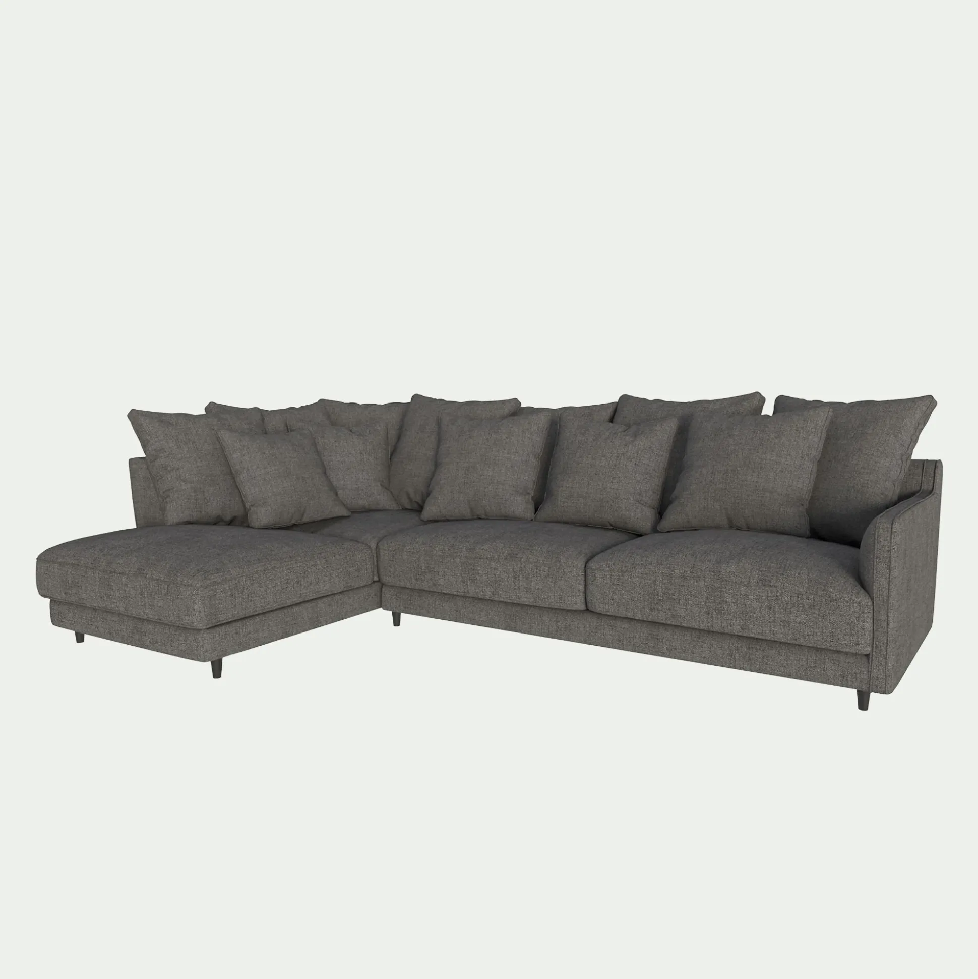 Canapé d'angle gauche convertible en tissu joint - gris restanque