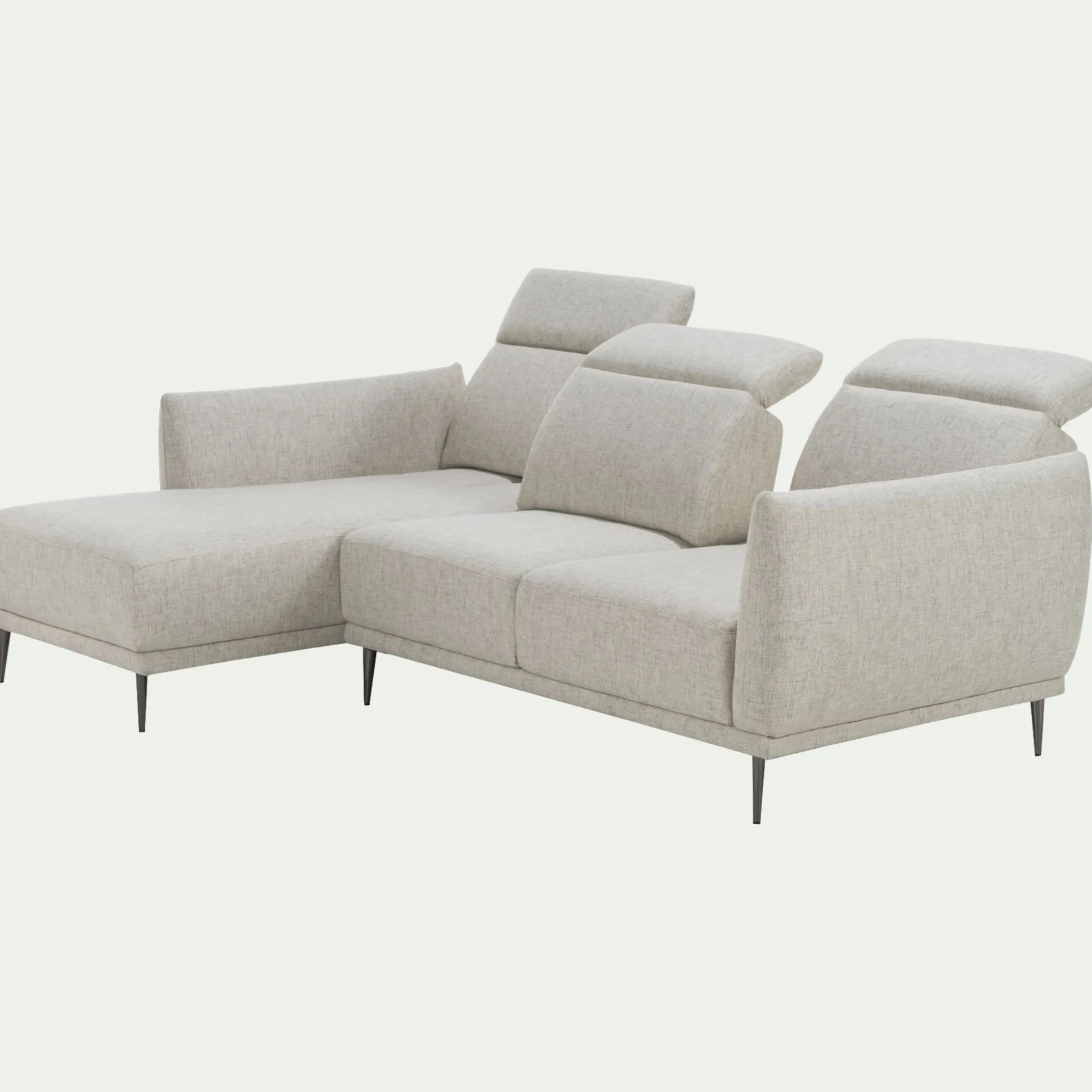 Canapé d'angle gauche en tissu avec fonction avance-recul - beige roucas