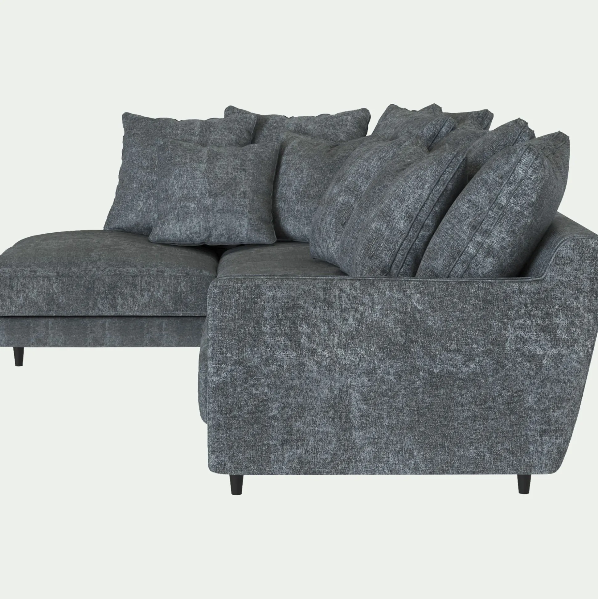 Canapé d'angle gauche fixe en tissu genesis - gris ardoise