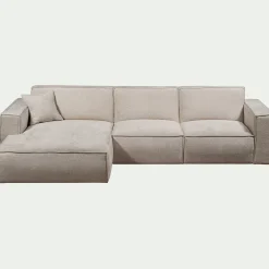 Canapé d'angle gauche fixe en tissu genesis - beige