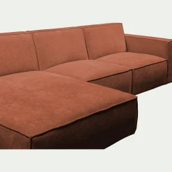 Canapé d'angle gauche fixe en tissu genesis - brun rustrel