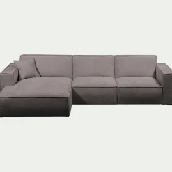Canapé d'angle gauche fixe en tissu genesis - gris borie
