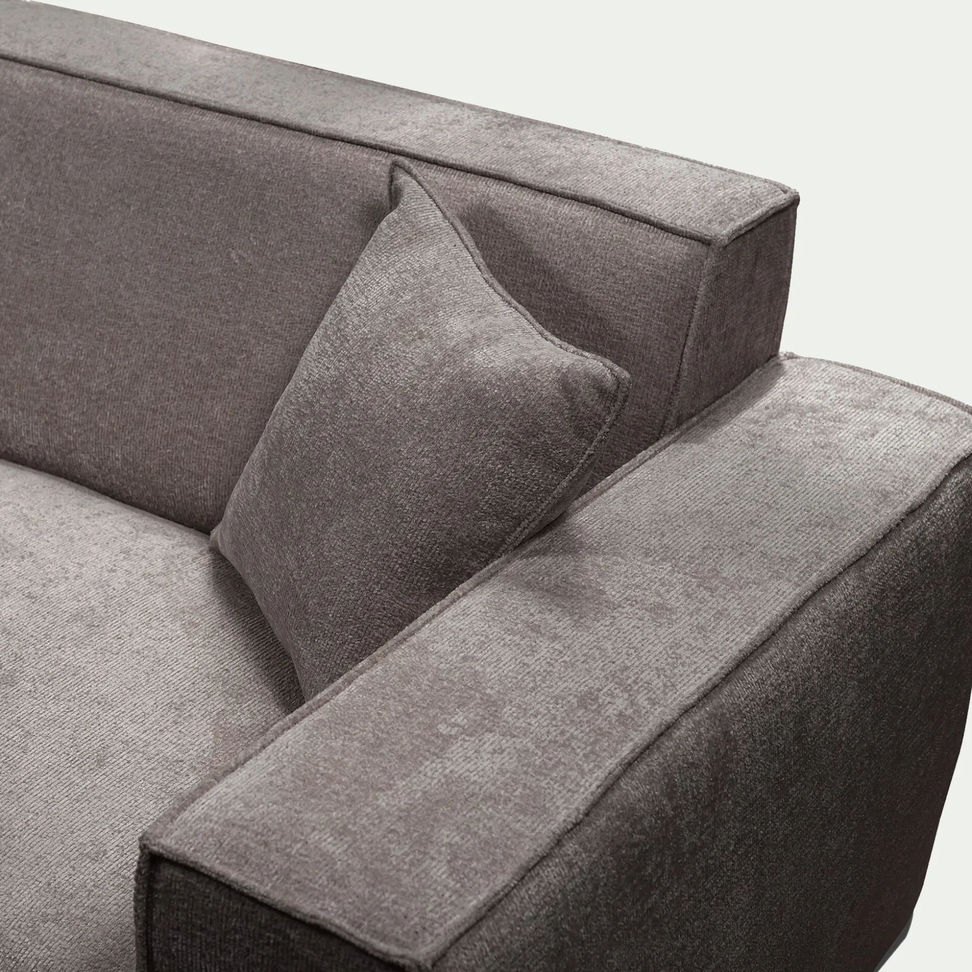 Canapé d'angle gauche fixe en tissu genesis - gris borie
