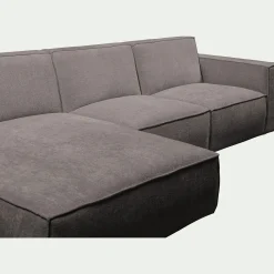 Canapé d'angle gauche fixe en tissu genesis - gris borie