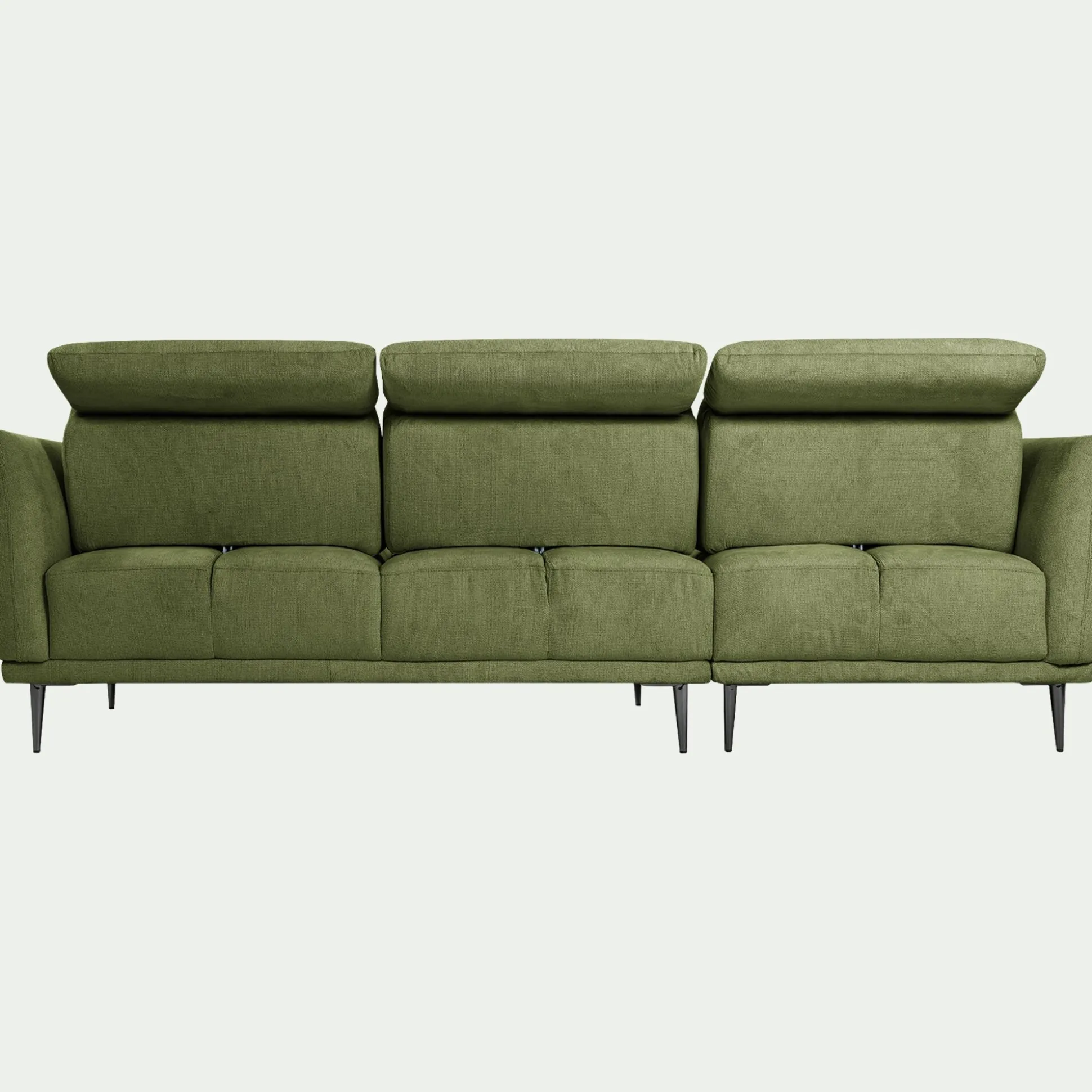 Canapé d'angle gauche fixe en tissu memphis avec fonction avance-recul - vert cèdre