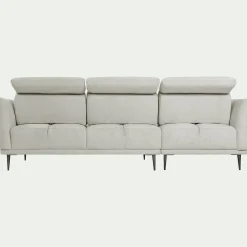 Canapé d'angle gauche fixe en tissu memphis avec fonction avance-recul - beige roucas