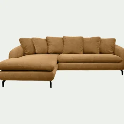 Canapé d'angle gauche fixe en tissu tramé - bronze