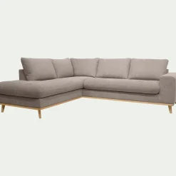 Canapé d'angle gauche fixe en tissu storm - taupe