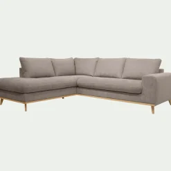 Canapé d'angle gauche fixe en tissu storm - taupe