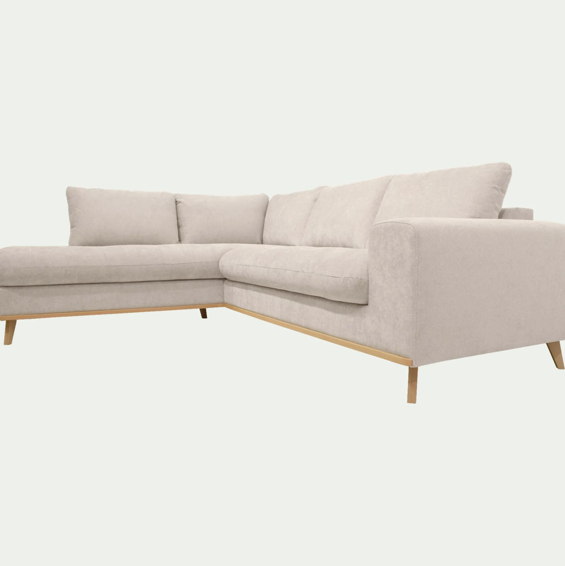 Canapé d'angle gauche fixe en tissu Storm - beige roucas