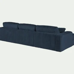 Canapé d'angle gauche fixe en tissu côtelé bita - bleu calabrun