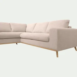 Canapé d'angle gauche fixe en tissu Crown - beige roucas