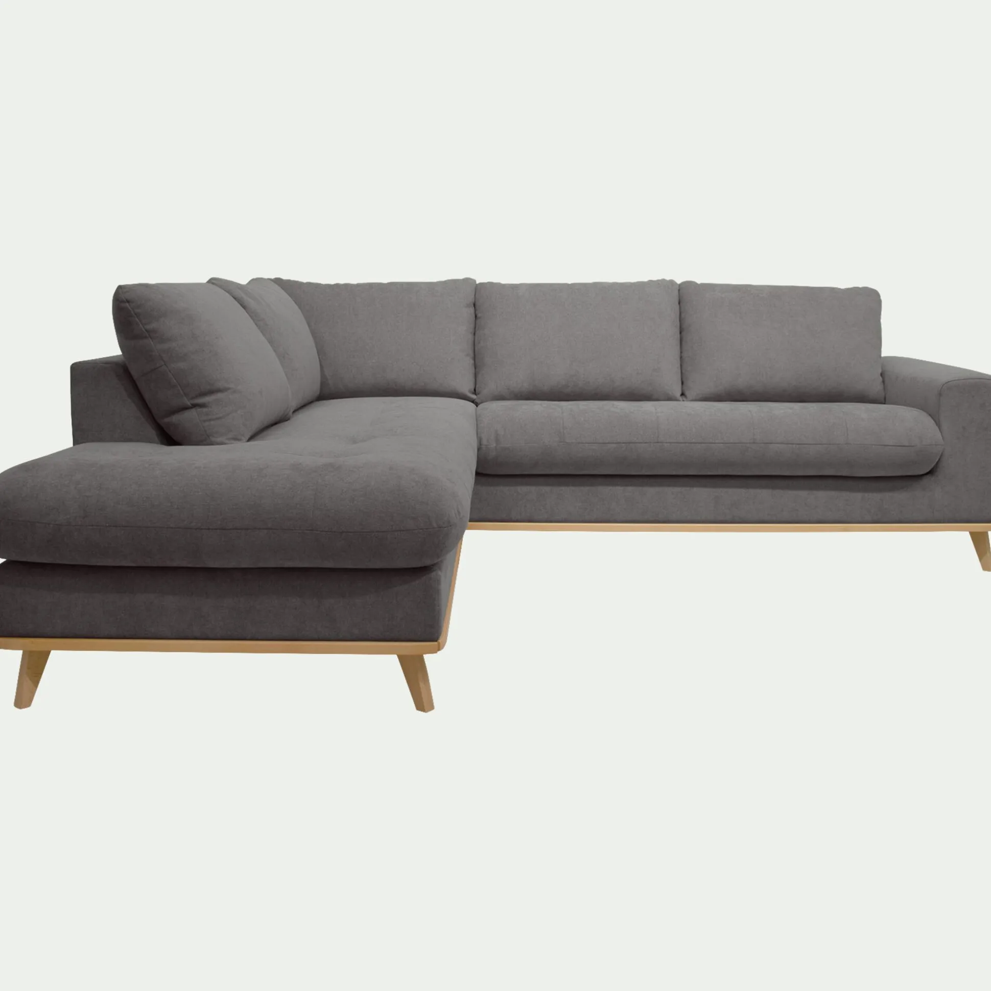 Canapé d'angle gauche fixe en tissu Storm - gris moyen