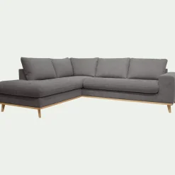 Canapé d'angle gauche fixe en tissu Storm - gris moyen