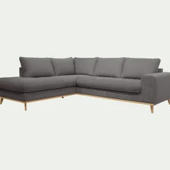 Canapé d'angle gauche fixe en tissu Storm - gris moyen