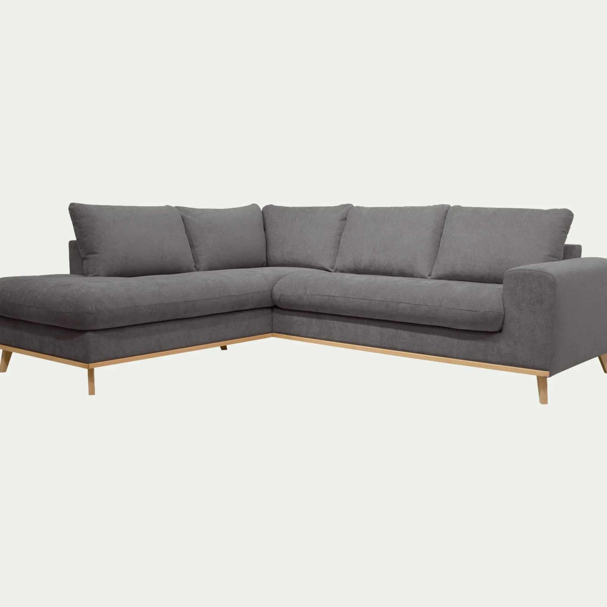 Canapé d'angle gauche fixe en tissu Storm - gris moyen