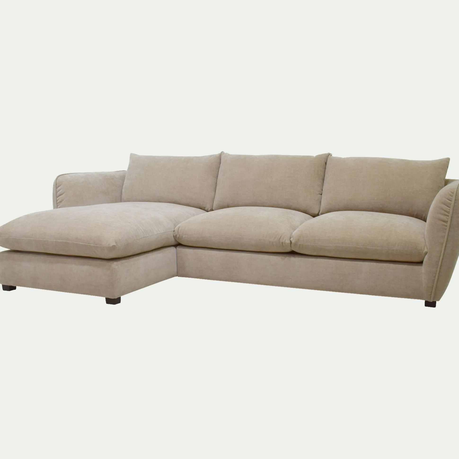 Canapé d'angle gauche fixe en tissu Nature - beige