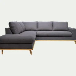 Canapé d'angle gauche fixe en tissu Cosmo - gris anthracite