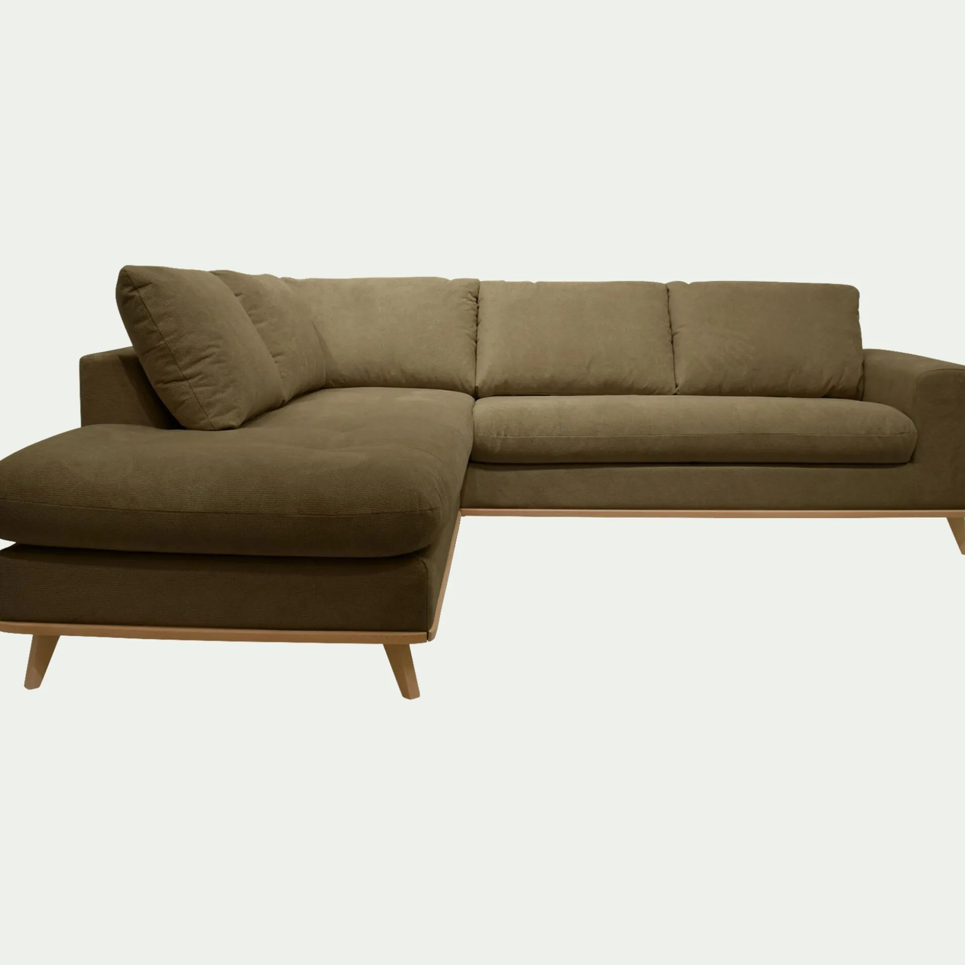 Canapé d'angle gauche fixe en tissu Crown - vert cèdre