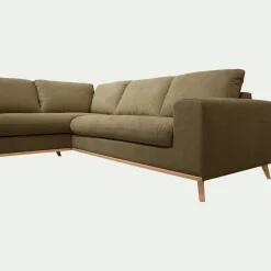 Canapé d'angle gauche fixe en tissu Crown - vert cèdre
