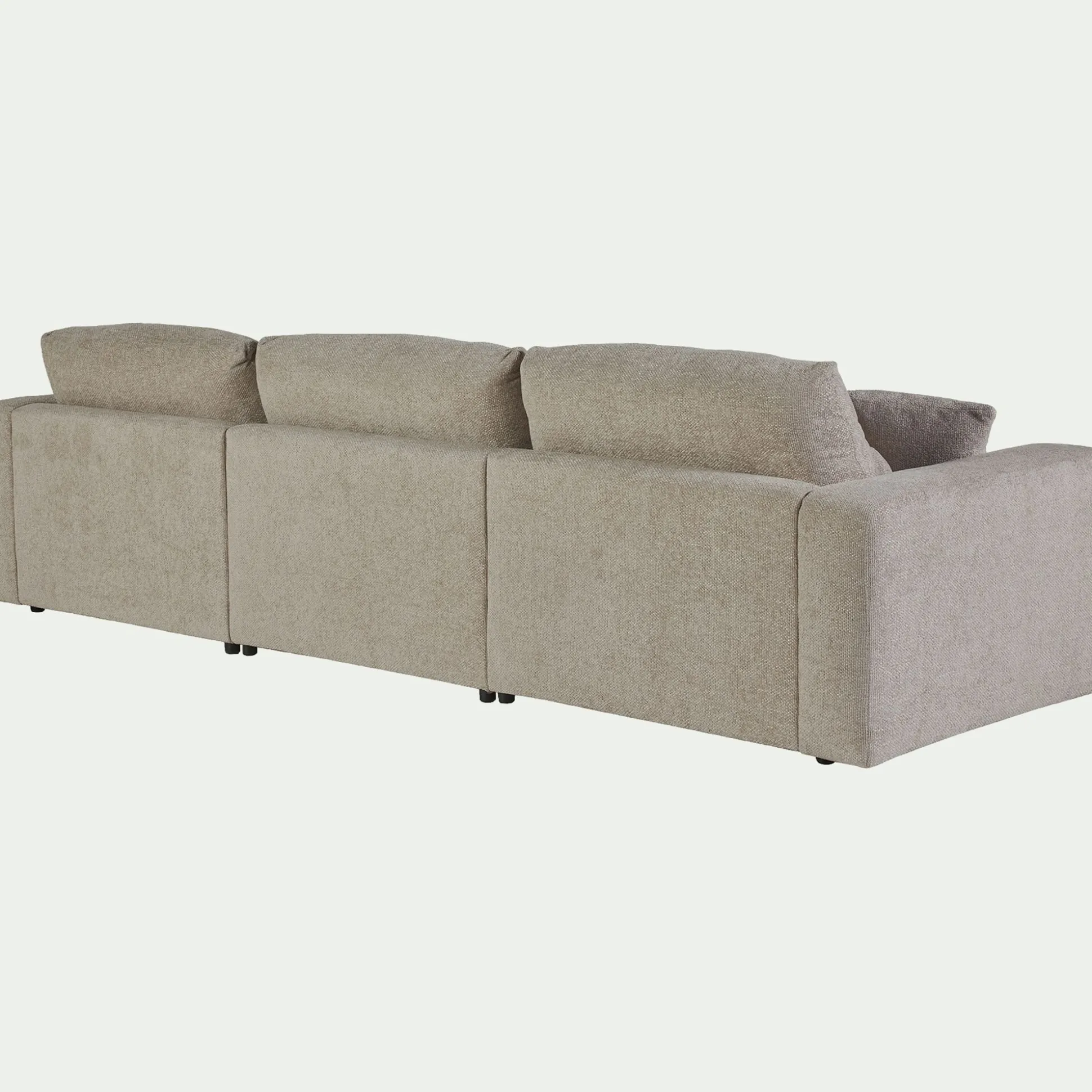 Canapé d'angle gauche fixe en tissu chenille Benjo - beige roucas
