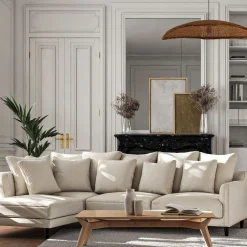Canapé d'angle gauche fixe en tissu monclar - beige roucas